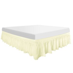 Polyester Brushed Bed Skirt with Elastic Dust Ruffles, Pearl White Twin